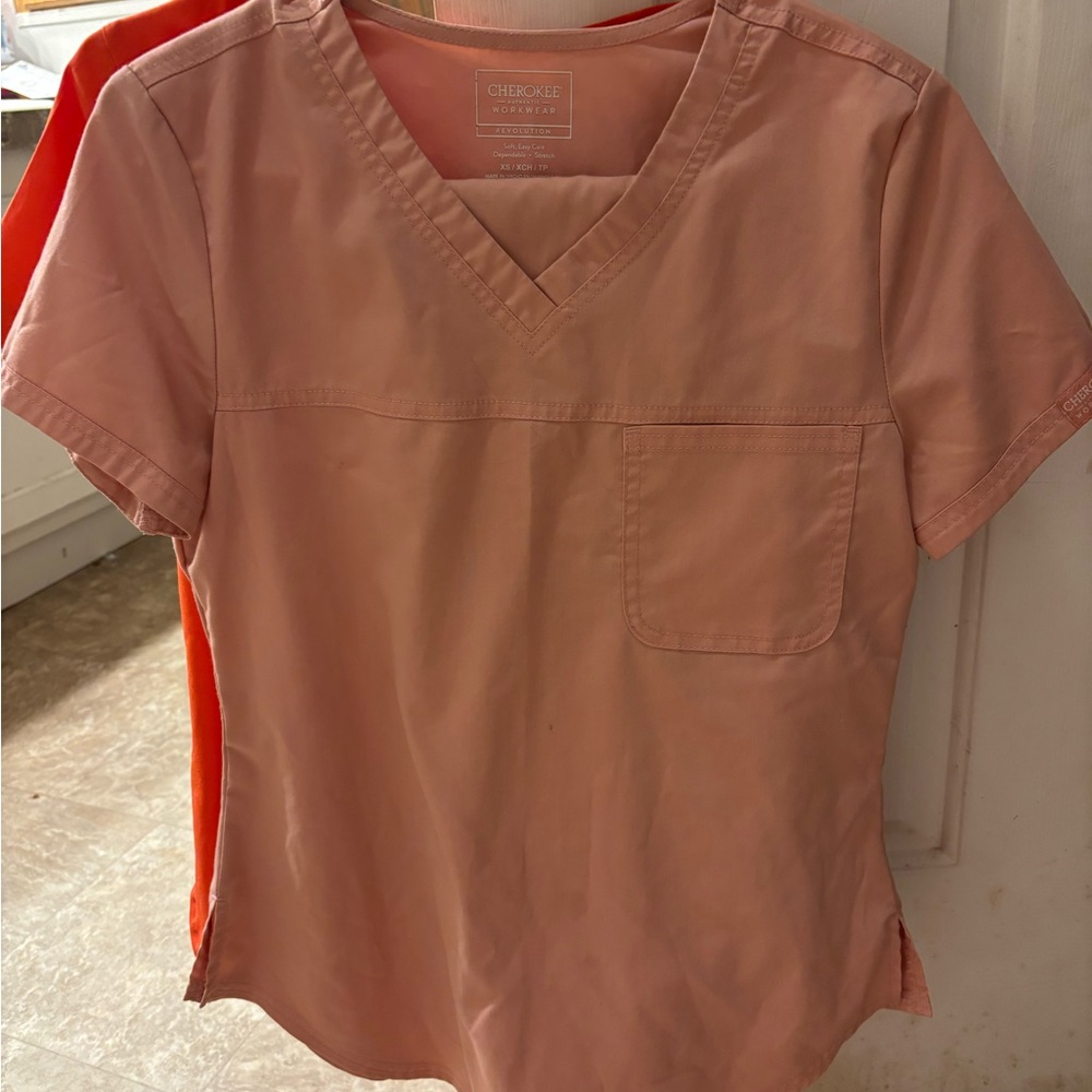 Cherokee Women's Light Pink V-Neck Scrub Set
